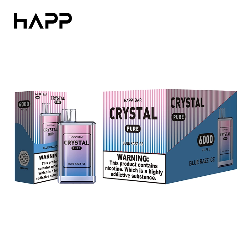 Europe Latest Crystal Box Style 6000puffs Nicotine Vape Pen 12ml/1500mAh China Wholesale/Supplier Electronic Cigarette