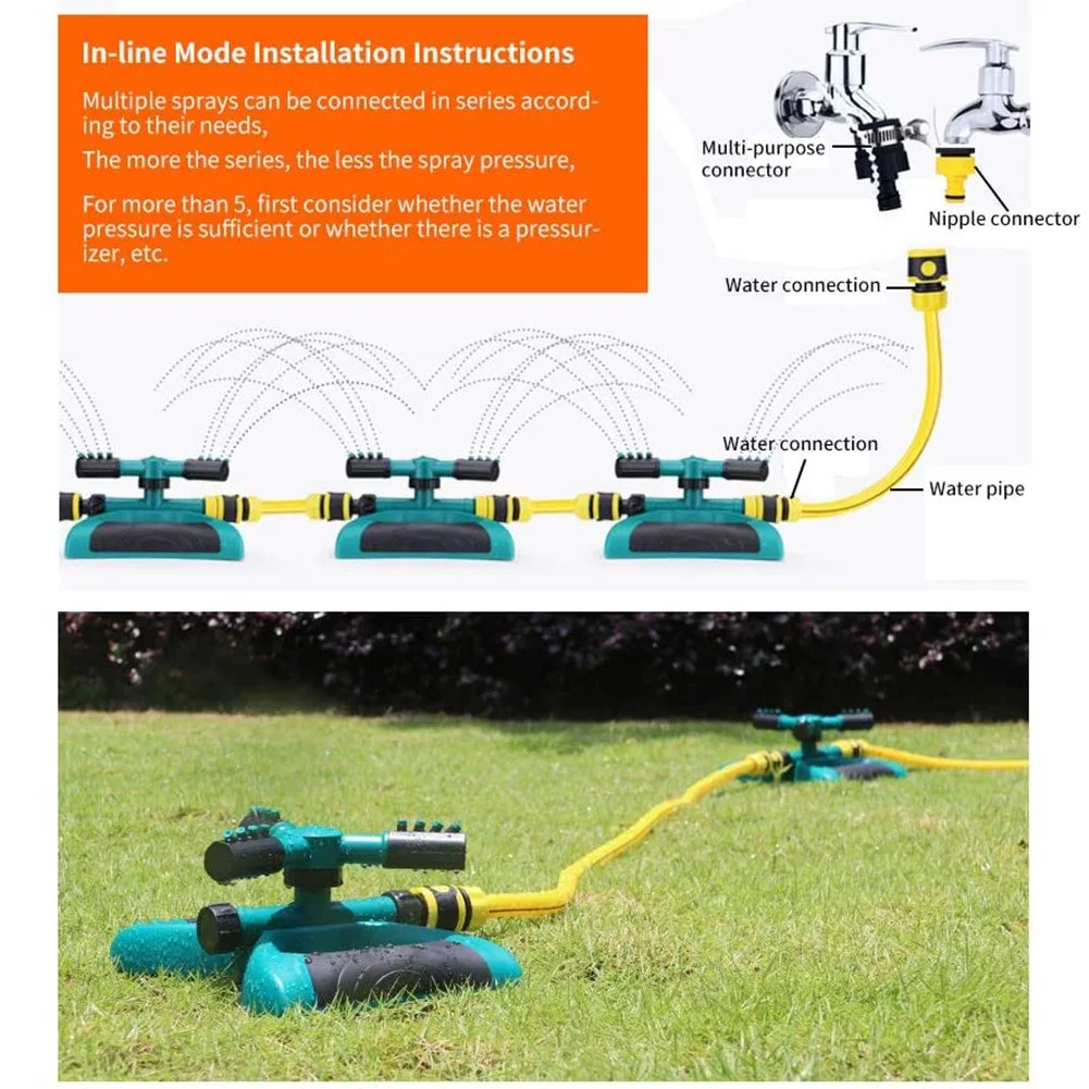 360 rodízio automático de 3 braços bico de água Sprinkler Garden Lawn Ferramenta de irrigação Jardim Yard Jardim irrigação aspersão Ferramentas de rega flores