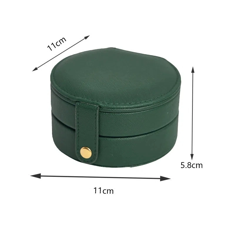 New Fashion PU Leather Travel Jewelry Collection Box Round Small Girls Jewel Watch Gift Storage Case