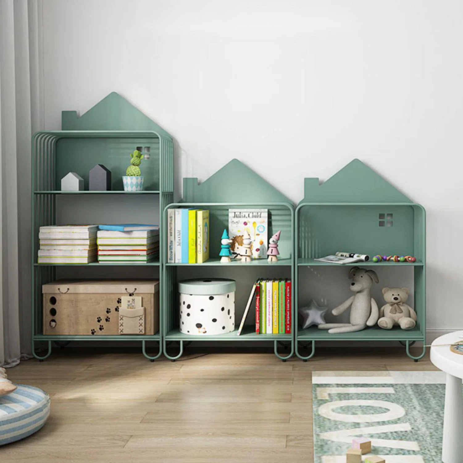 Modern Metal Living Bookshelf Cabinet in Home Kids Children