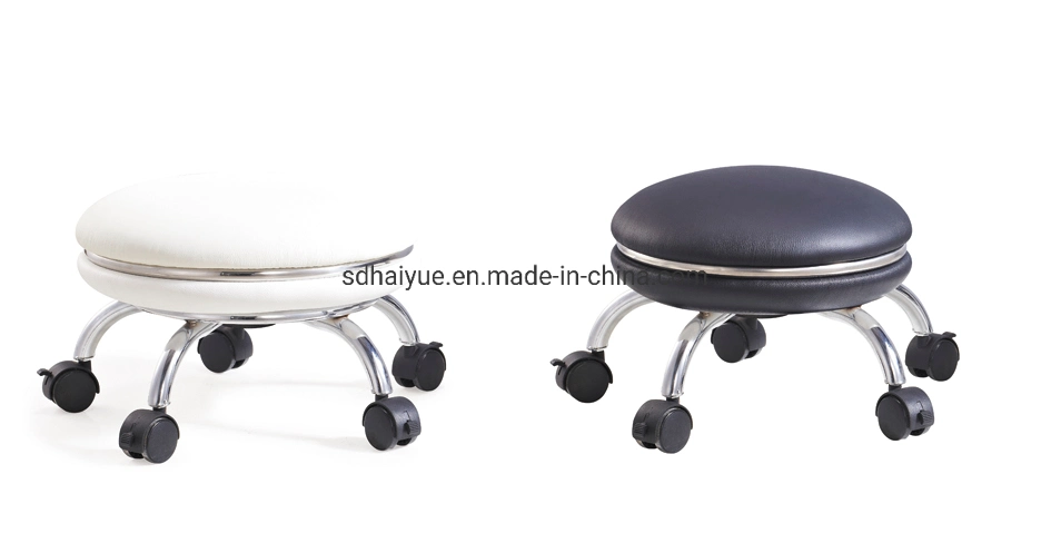 Swivel Round Seat Rolling Laboratory Stool with Footrest