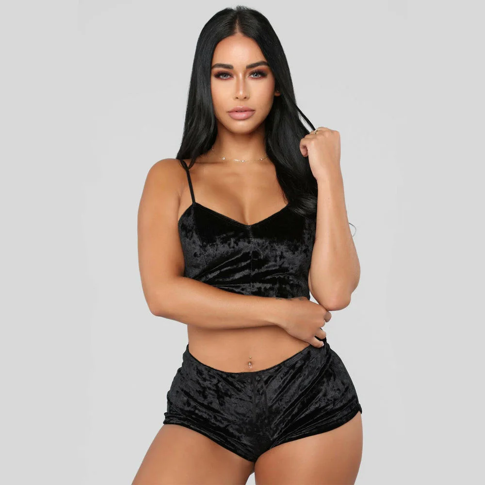 Fashion Women Sleepwear Mature Sexy Ladies Lingerie Nightwear Velvet Pajama