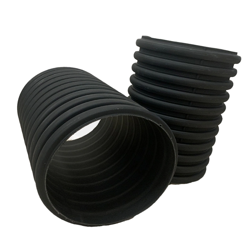 HDPE Double Wall Corrugated Pipes 110mm 160mm Perforated Pipe in Rolls or Pieces Black Color