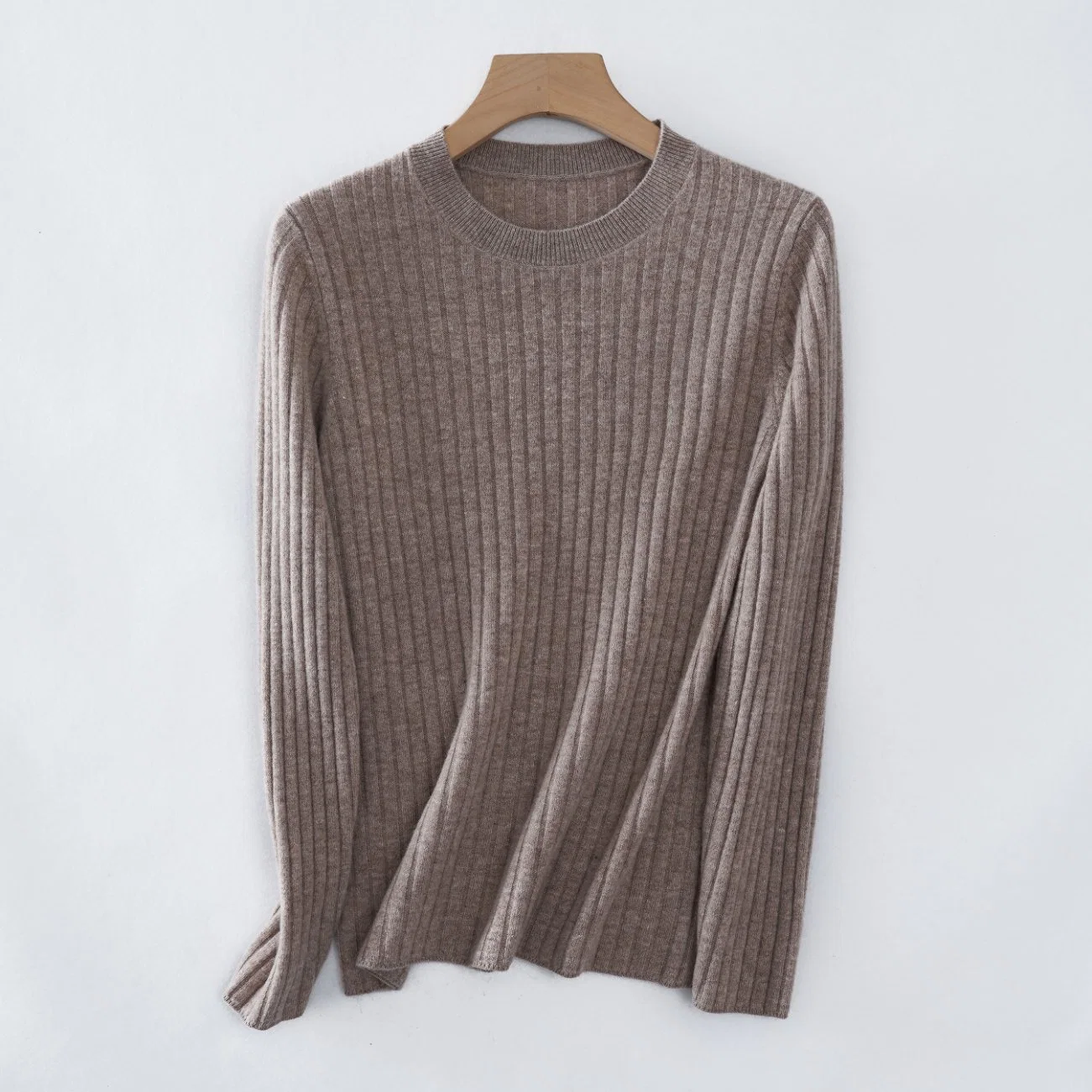 New Arrival Women's Timeless 6*3 Ribbed Knitted Merino Wool Cashmere Round Neck Pullover Sweater