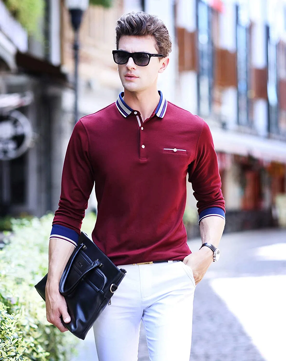 Mens Polo Shirt Casual Slim Fit Polo T Shirts Golf Wear