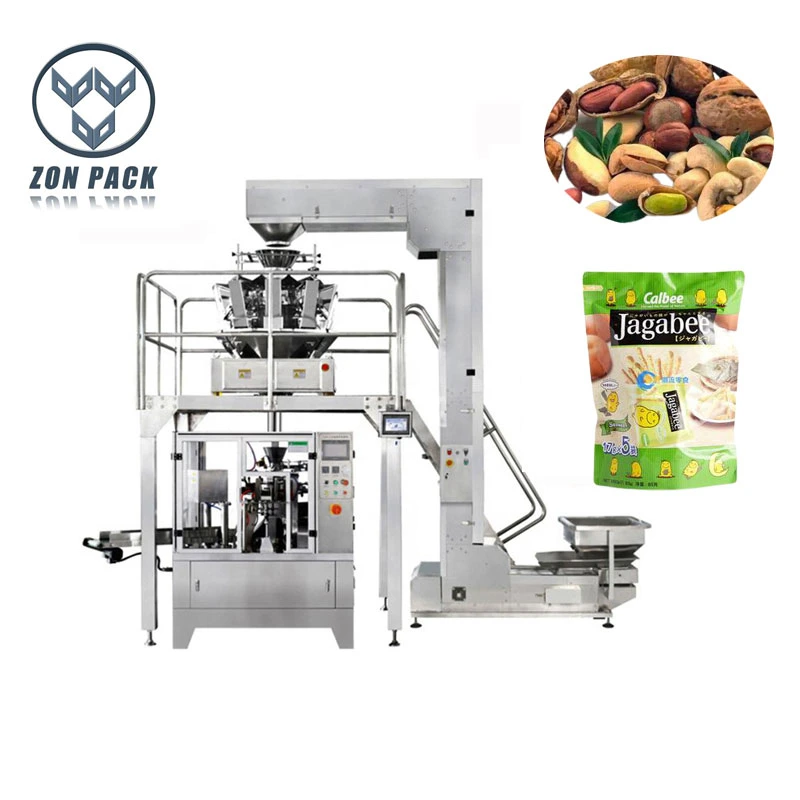 Sac automatique de noix Doypack Peseuse à têtes multiples pour aliments Emballage de granulés en sachet préfabriqué Machines d'emballage multifonctionnelles