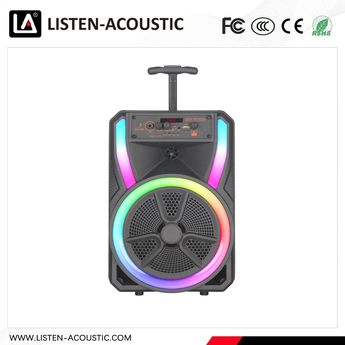 Listen Acoustic 8 Inch Portable Bluetooth Speakers with Mic