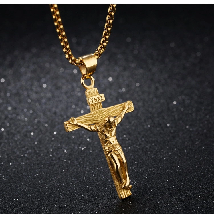 Stainless Steel Hip-Hop Jewelry Retro Cross Titanium Steel Men&prime; S Pendant Necklace Pure Steel Chain Jewelry Wholesale/Supplier