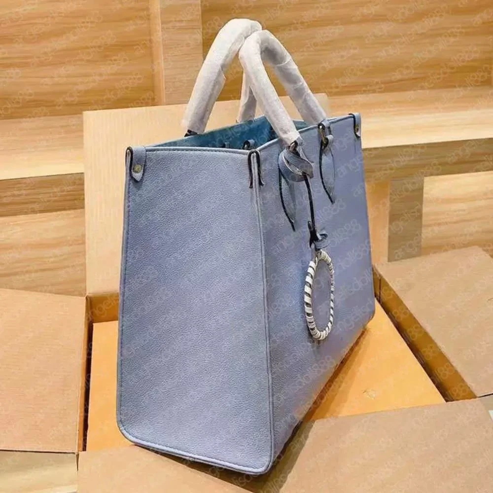 7A+Fashion Women Large Small Tote Shopping Bag Design Blue Gradient 3D Embossed Three Colors Cowhide Genuine Leather Top Quality Handbags