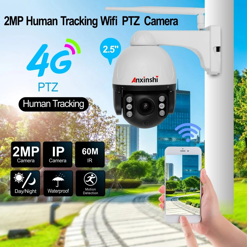 2/3/4G WiFi Version 2.0 MP Human Tracking Motion Detection IP66 Waterproof 3.6mm 60 Meter IR Distance Full Color Night Vision Security System WiFi PTZ Camera