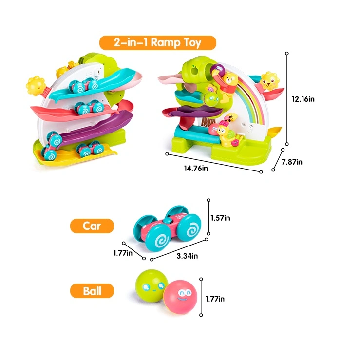 Amazon Hot 2in1 Double Side Ramp Track Baby Educational Toys Toddlers Musical Slide Car Electronic Toy with Throw Ball Design Funny Toy Educational