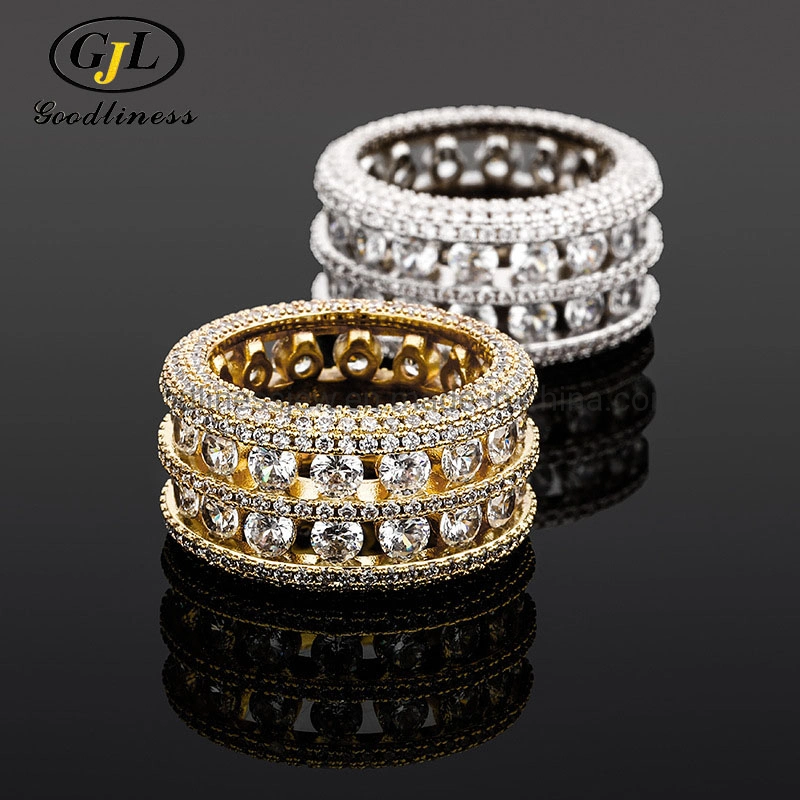 Fashion 18K Gold Plated Shiny Jewelry Micro Pave CZ Channel Setting Eternity Ring