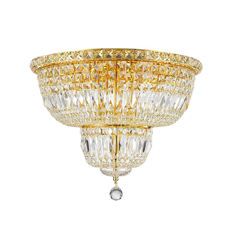 60 Inch Light Flush Mount Ceiling Fixture Big Crystal Lighting in Chrome Golden