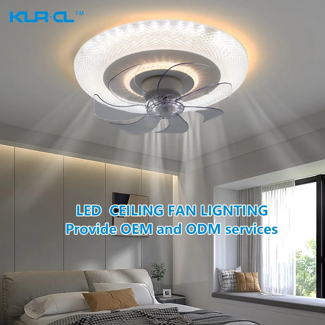 Flush Mounted Transparent Low Profile Light Dimmable Cooling 2.4G Wireless Control Energy Saving Ceiling Fan Light