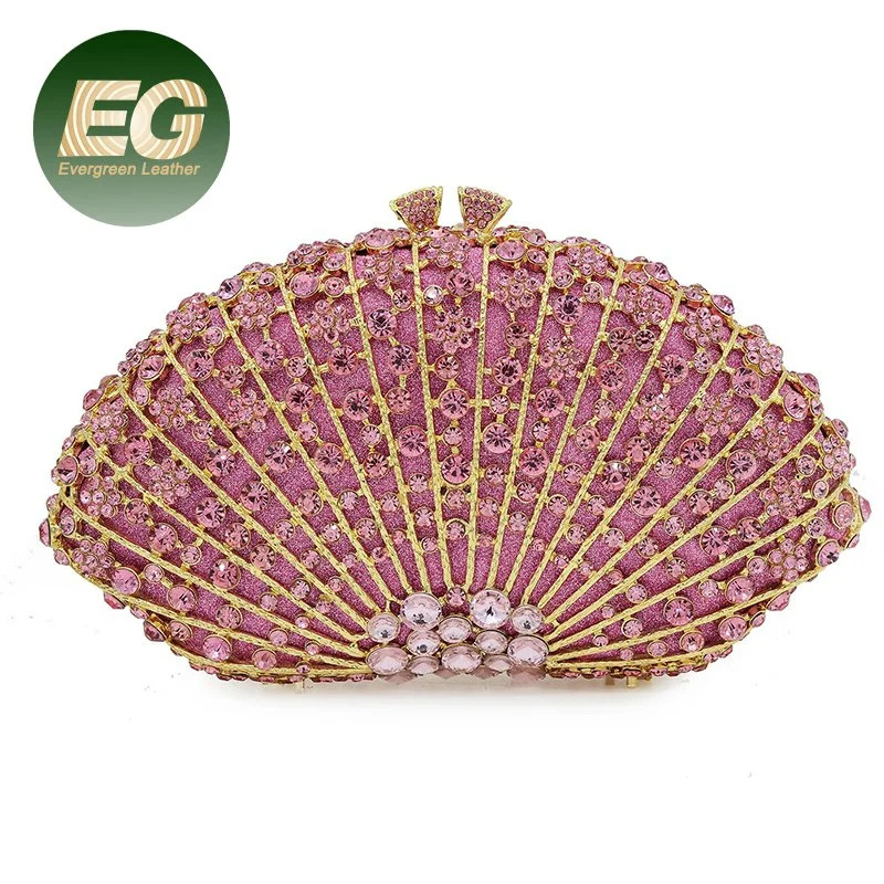 Leb1571 Shell Shape Women Party Designer Custom Crystal Bags Evening Rhinestone Wedding Purse Diamond Fancy Clutch Bag