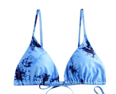 Women's Tie Dyed Print Design Lace up Triangular Bikini Set Two-Piece Swimsuit