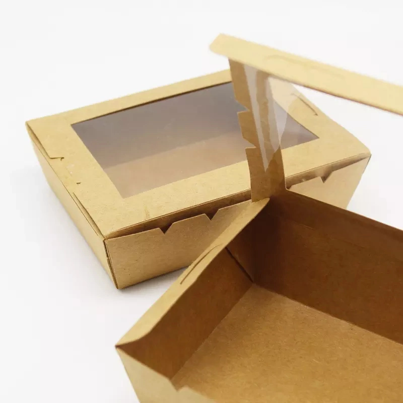 in Stock Fast Food Packaging Clear Takeaway Lunch Rectangular Take Away Paper Box with Window