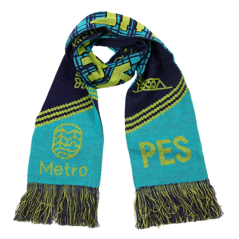 Custom Design 100% Acrylic Soccer Football Knitted Scarf