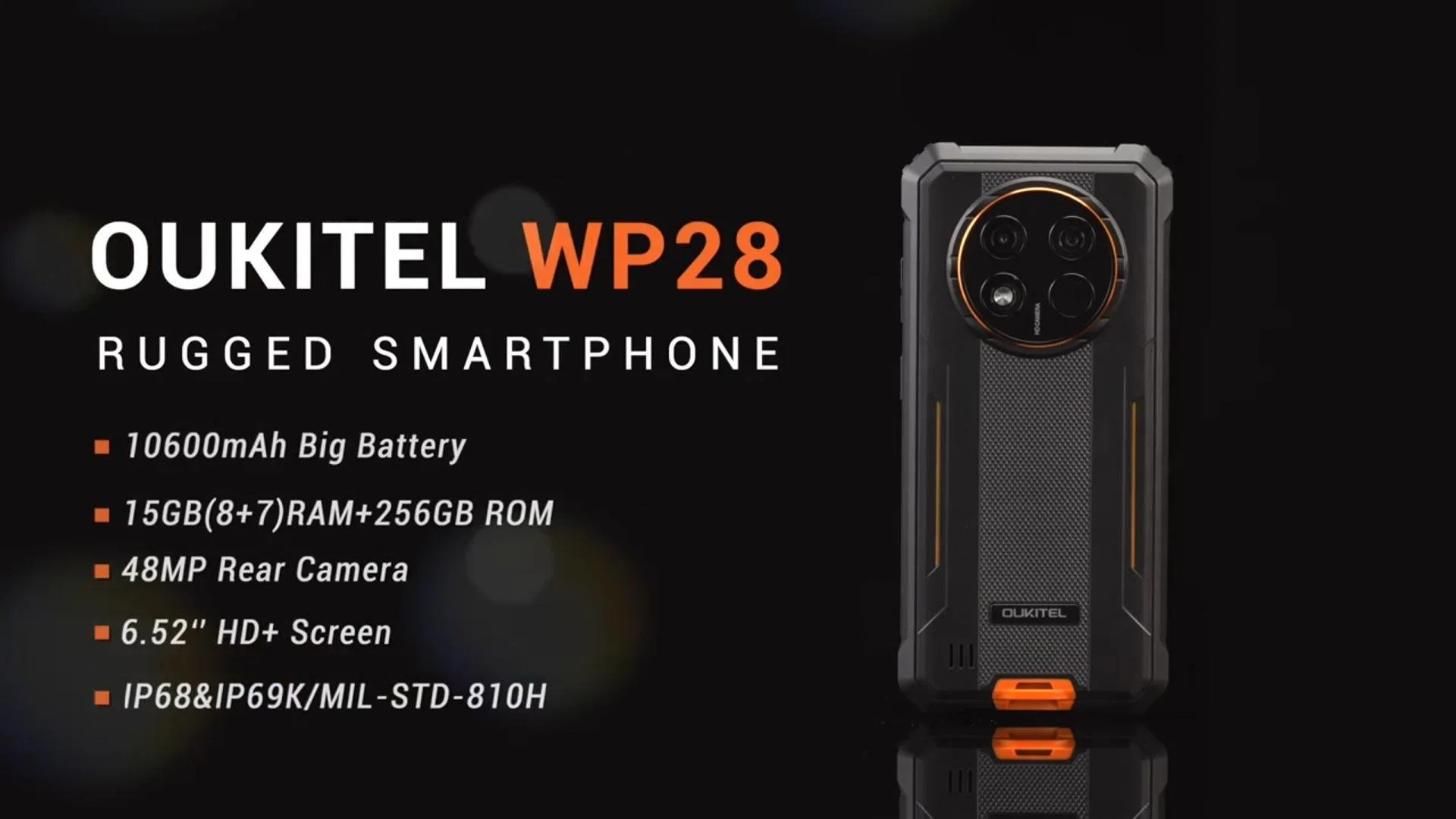 Factory Price Rugged Smartphone 6.52 Inch Screen 10600mAh 8GB + 256GB Android13 Cellular Original Mobile Phone Oukitel Wp28