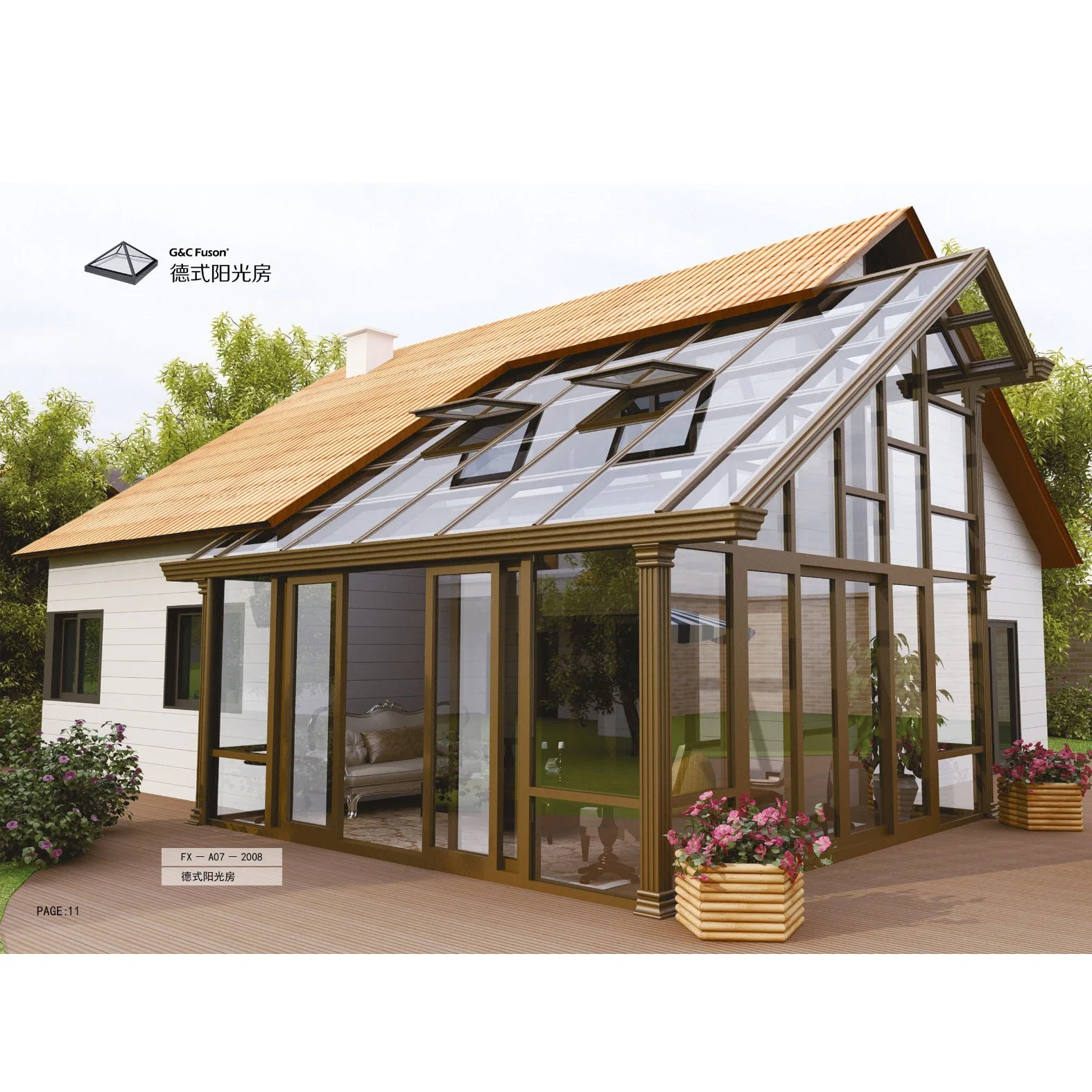 Aluminium Green House Alu Glass Sunroom System Extrusion Profile Series