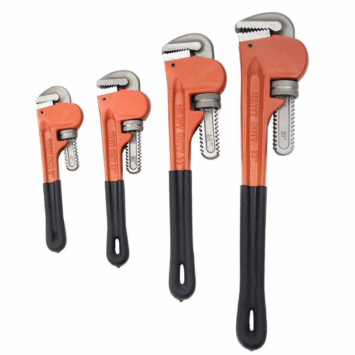 Adjustable 8" 10" 14" 18" Heavy Duty Pipe Wrench Set Monkey Heat Treated