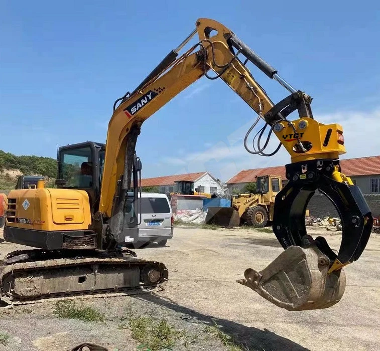 Garra para acessórios para escavadora, garra para pequenos registos, pedra rotativa para madeira