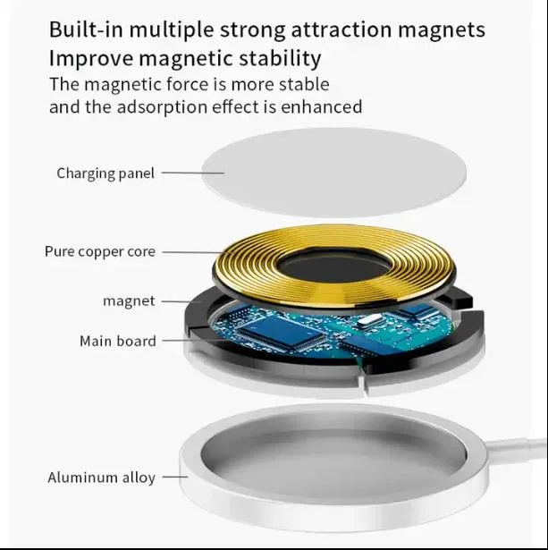 Mobile Accessories New Arrivals 15W Fast Charging Strong Magnetic Wireless Phone Charger