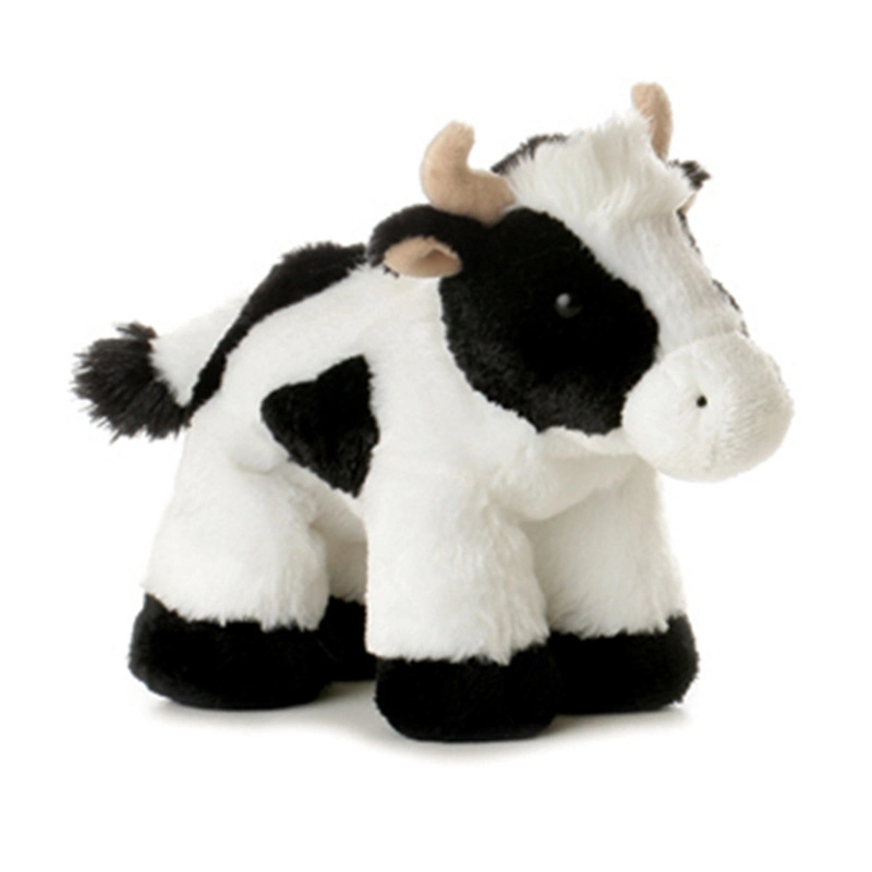 Juguete de peluche de vaca ternera blanco y negro de calidad premium. Juguete de peluche suave de vaca.