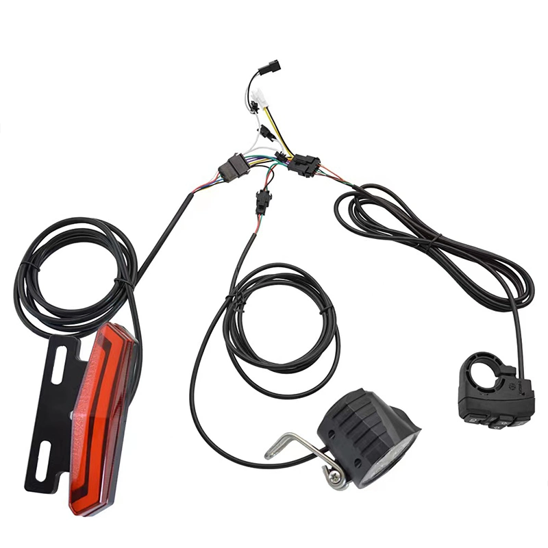 Electric Bicycle High-Bright Headlight Taillight Brake Turn Signal Combination Wuxing Switch Button Scooter Convertion Parts