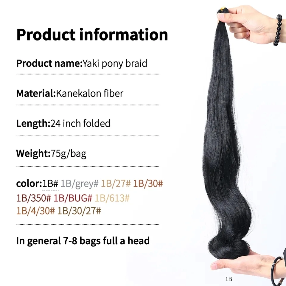 Nuevo estilo de cabello sintético trenzado Yaki Pony 80 g de Crochet trenza de pelo de colores Hair Extension para mujeres