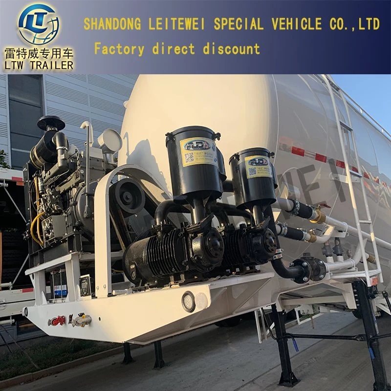 3axle V Type Light Large Capacity with Air Compressor Diesel Engine Bulk Cement Tank Truck Trailer