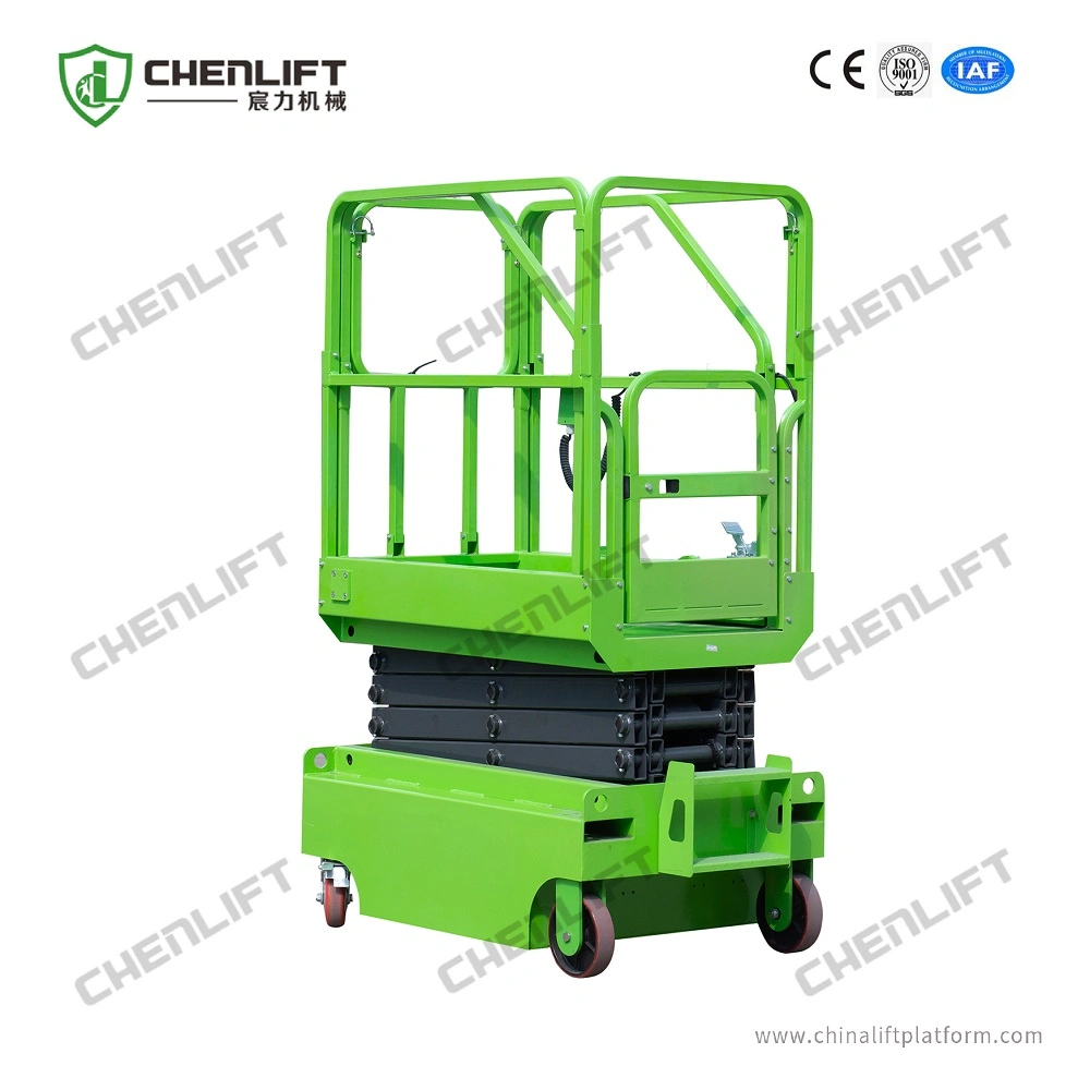 Orange 3m Mini Manual Pushing Scissor Lift 240 Loading Capacity Easy Operation