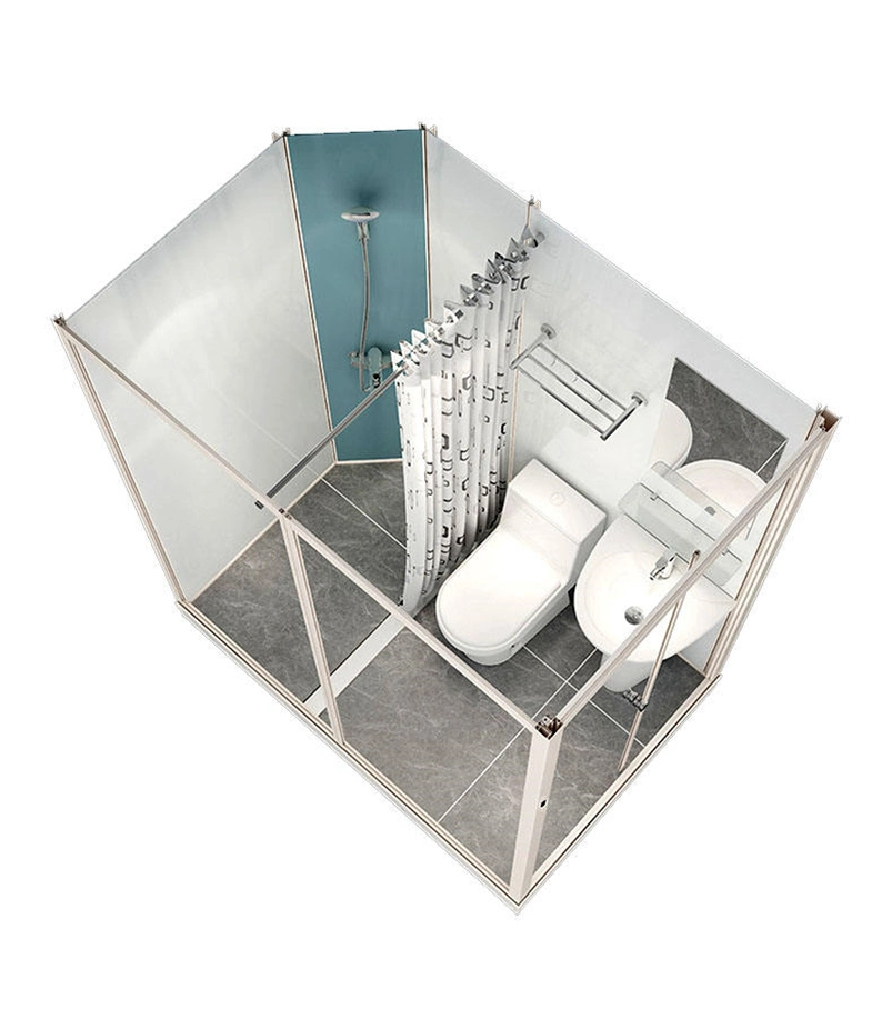 Prefab Bathroom Mobile Shower Room with Luxury Portable Shower Toilet, Frosted Tempered Glass One in All Portable Bathroom Modular Pods