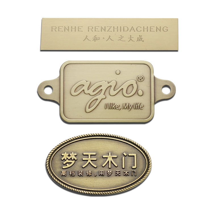 Brass Metal Plate Craft Gift Sticker Advertising Brand Logo Furniture Kitchen Appliance Fashion Garment Shoe Bag Label Tag