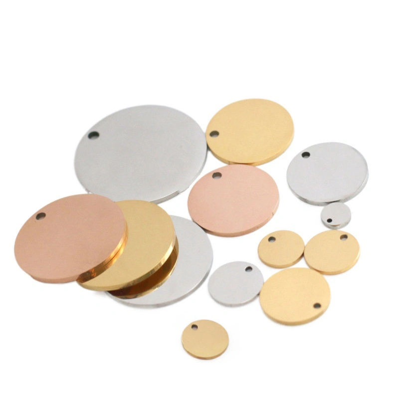 18K Mirror Round Pendant Stainless Steel Jewelry Accessories