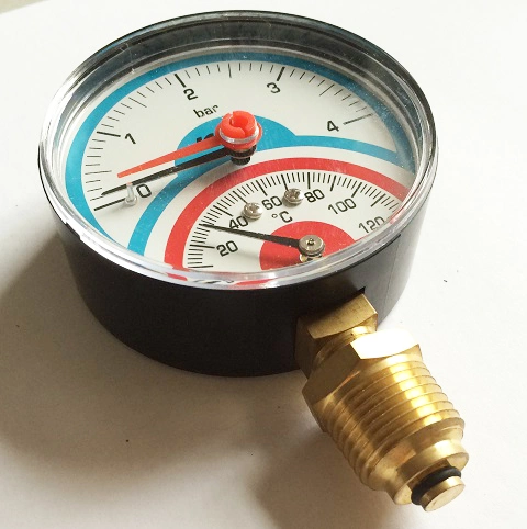 80mm Direct Connection Plastic Case 0-4bar Measuring Purpose Temperature Pressure Gauge