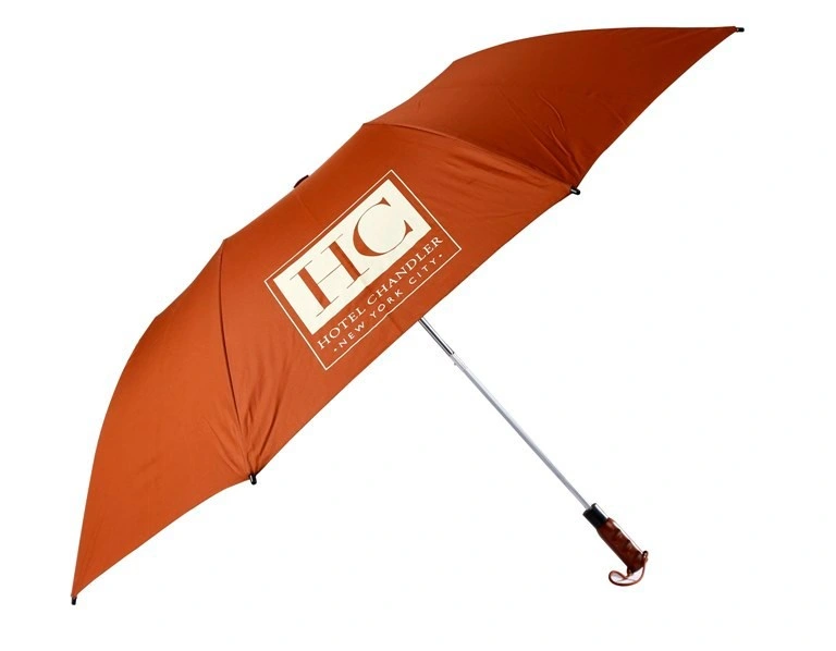 Impression de logo Big Straight manche en bois 2 parapluie pliable