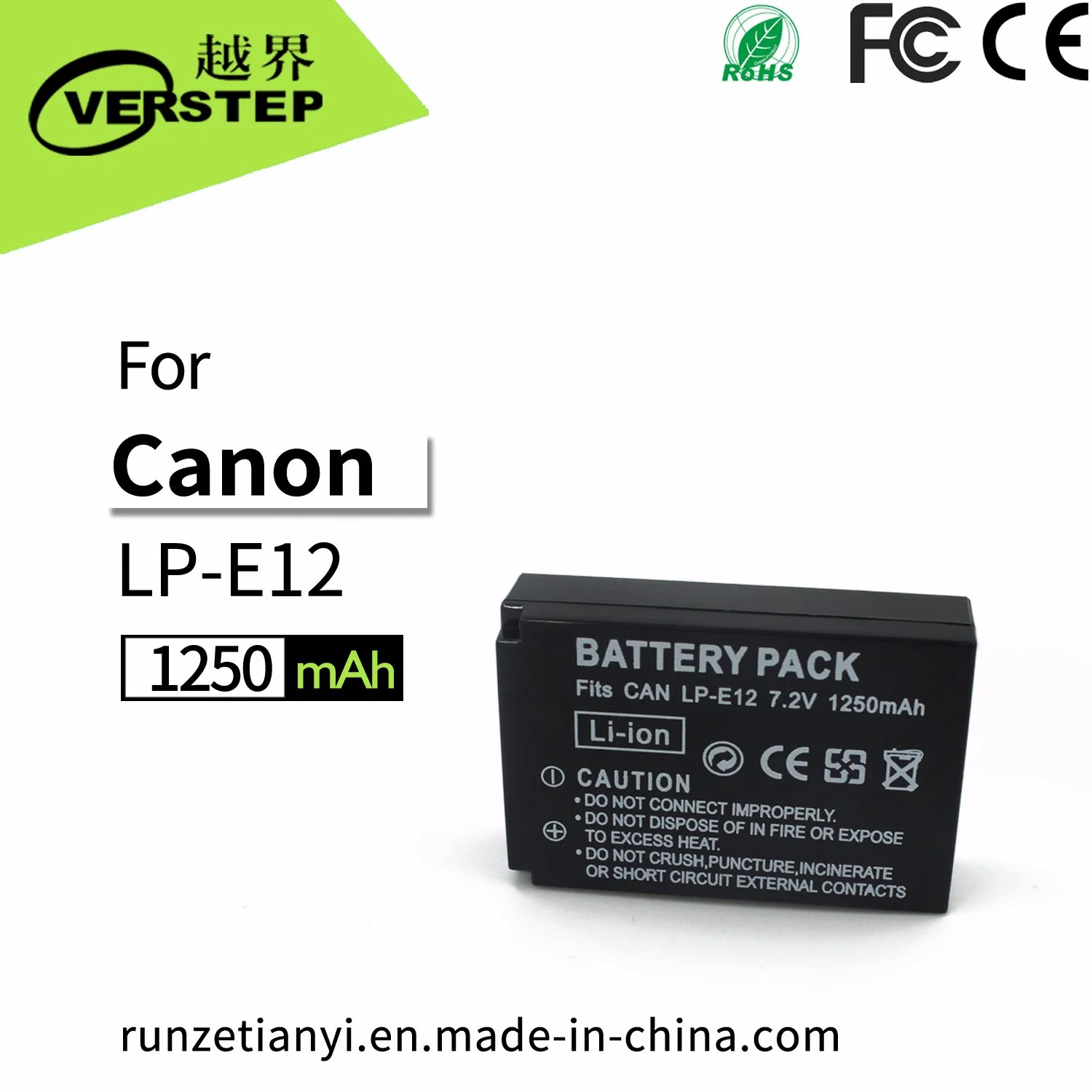 1250mAh Digital Camera Battery for Canon Lp-E12