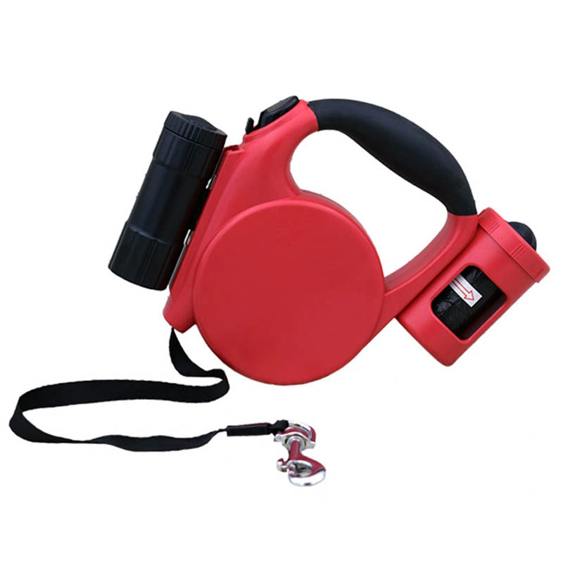 Outdoor Best Selling Retractable Leash Dog Lead with LED Flashlight and Poop Bag