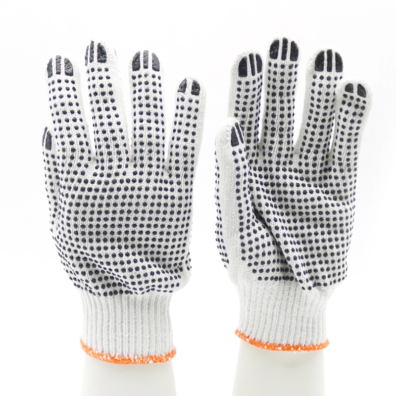 Double Dotted PVC Anti Slip Cotton Gloves White Double Sides PVC Dots Cotton Work Gloves