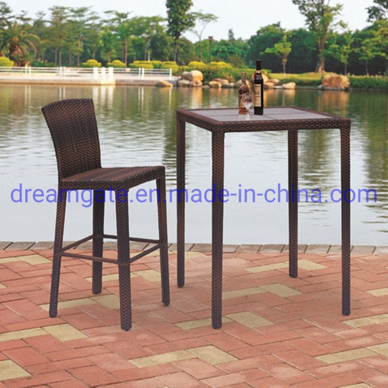 Modern Wholesale Outdoor Garden Patio Dinning Room Aluminum Metal Folding Leisure Lounge Table Furniture Plastic Rattan Wicker Height Stool High Back Bar Chair