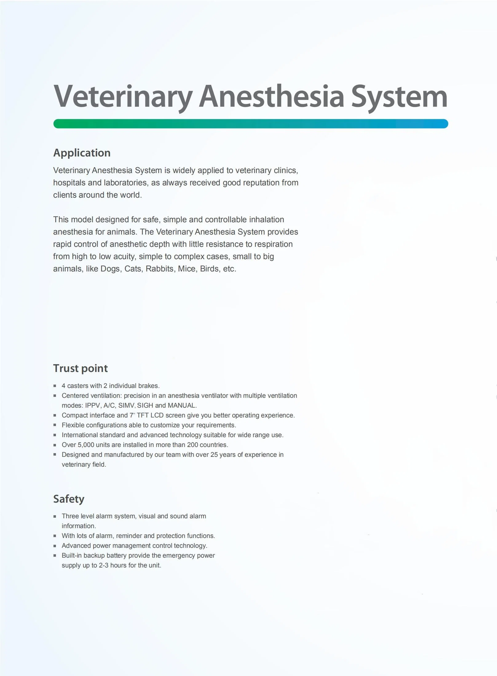 عيادة خفيفة الوزن الحيوانات الأليفة الحيوانات الأليفة Anesthesia آلة الغازى