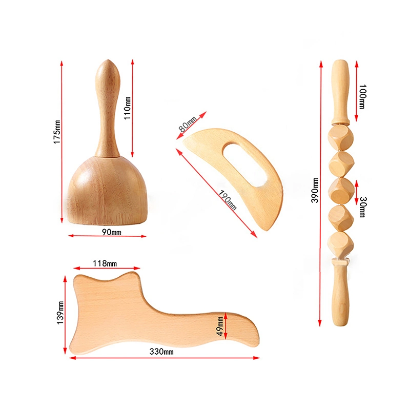 Le bois d'outils professionnels de la thérapie de massage drainage lymphatique masseur, Rouleau de massage de la coupe du bois Stick Conseil contourage