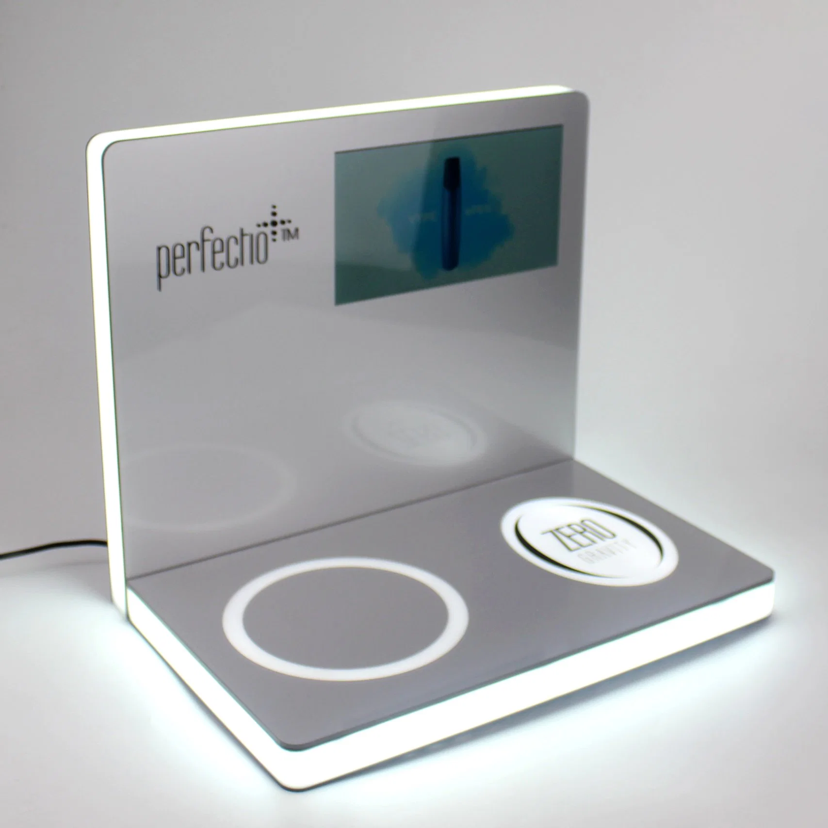 Cosméticos de alta calidad personalizado Soporte de pantalla con luz LED y Video