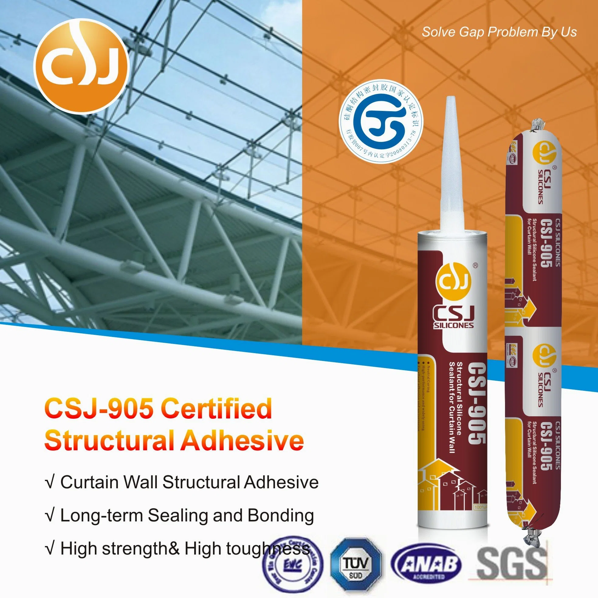 Certificate Top Quality Silicone Adhesive Sealant for Structural Aluminum Plate