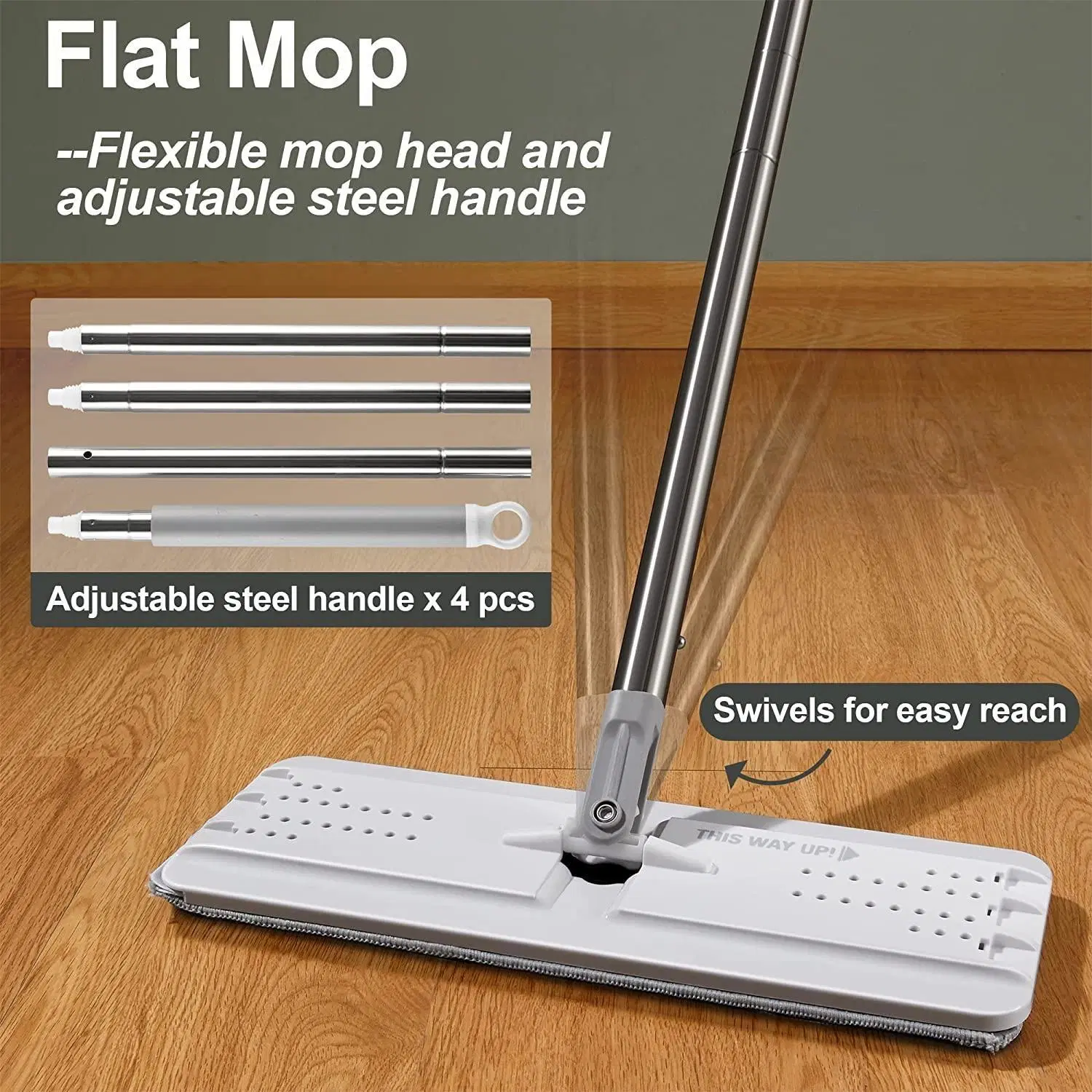 Floor Cleaning System Wet-Dry Use Hands Free Mop Bucket Wringer Set