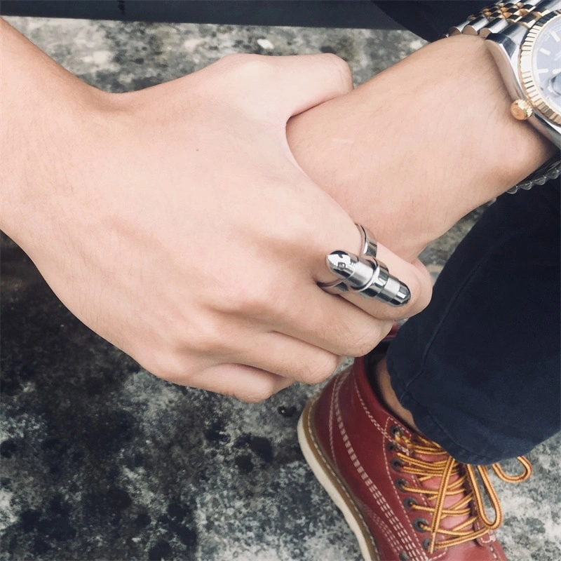 Titanium Steel Bullet Urn Ring Can Open The Male Personality Jewelry