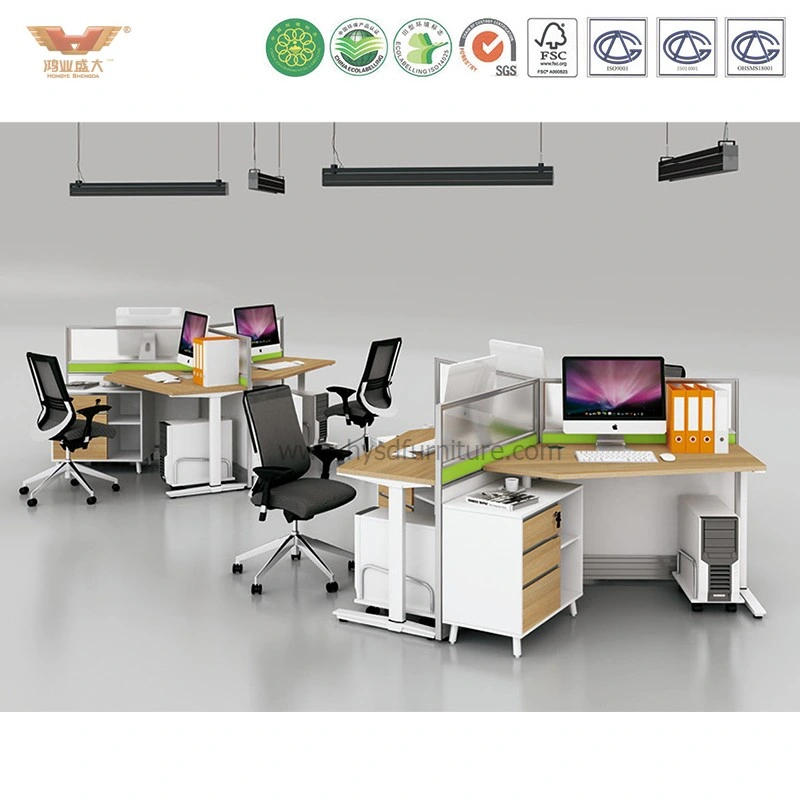 Modern Design Cubicle 120 Degree Office Workstation Wooden Furniture