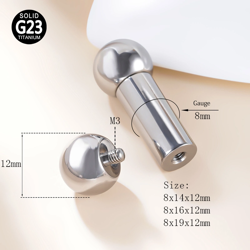 Barbell G23 Titanio Alto pulido 2/2,5/3/4mm Gran Tamaño roscado internamente Joyas de la campana