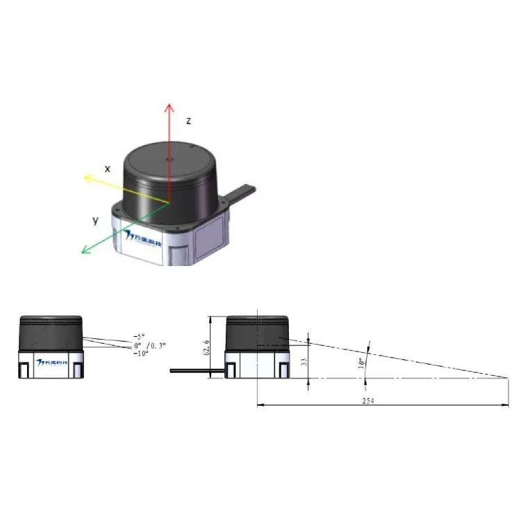 تتجاوز فانجي الجودة الأوروبية CE 40m ليزر رباعي الأسطر TOF LIDAR لرافعة شوكية غير مأهولة في الهواء الطلق وزاوية مسح السيارة 360 درجة